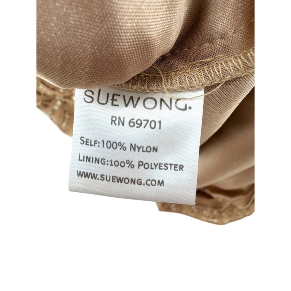 Sue Wong Nocturne Tan Soutache Sequin Floral V-Neck Cocktail Dress Size 12 - Picture 7 of 10
